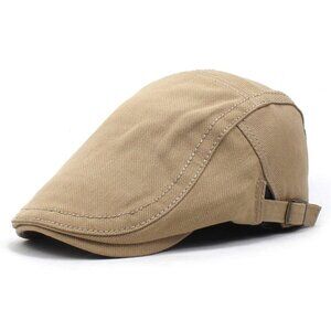 Khaki Newsboy‎ Drivers Cap Beret Hat Men Women Flat Caps Cotton Plain Outdoors